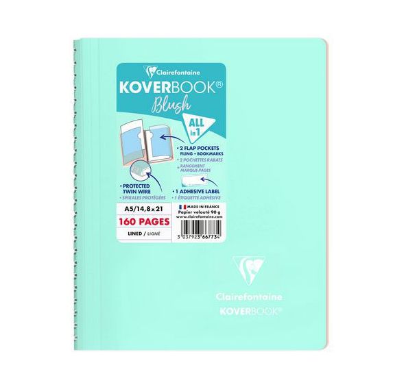 Carnet A5 intégral koverbook blush Ligné 160 pages - Clairefontaine