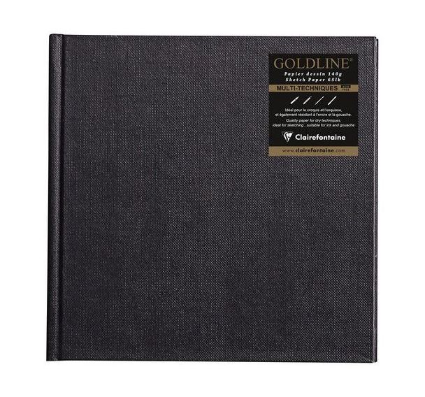 Carnet Collé Goldline 140g papier blanc carré - Clairefontaine