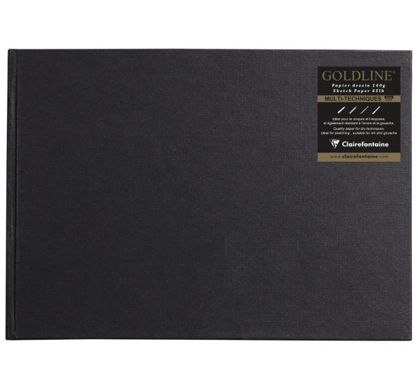 Carnet Collé Goldline 140g papier blanc paysage - Clairefontaine