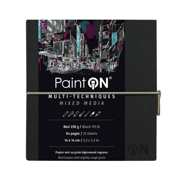Carnet Cousu PaintON noir 250g - Clairefontaine