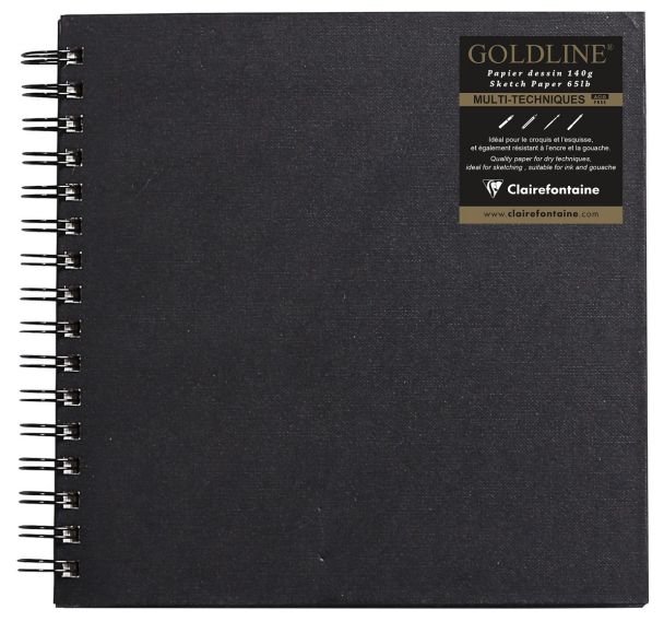 Carnet Spiralé Goldline 140g papier blanc carré - Clairefontaine