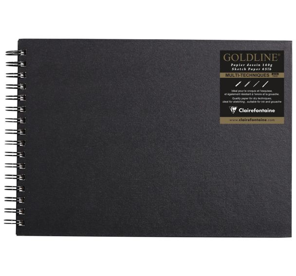 Carnet Spiralé Goldline 140g papier blanc paysage - Clairefontaine