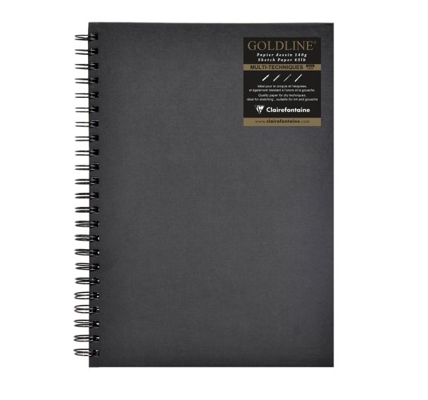Carnet Spiralé Goldline 140g papier noir - Clairefontaine