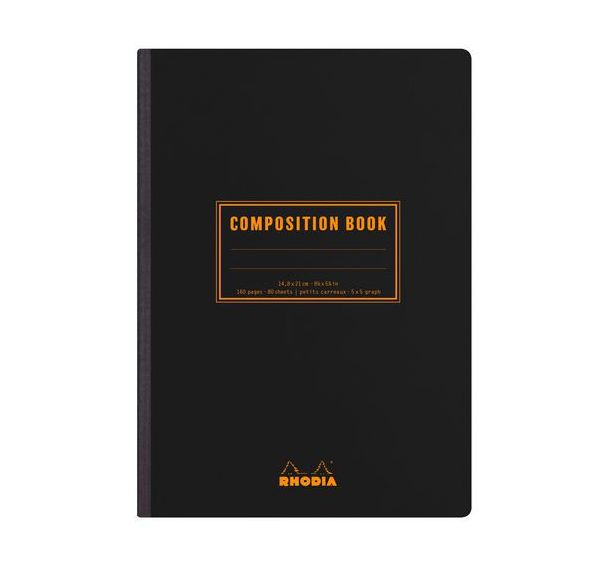 Carnet dos toilé Composition book noir A5 5x5