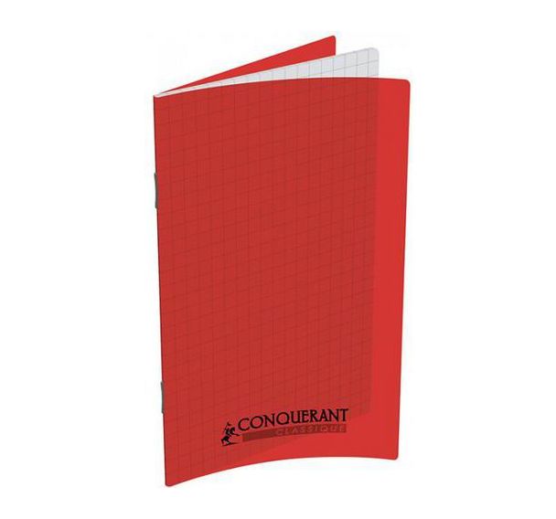 Carnet piqûre polypropylène Conquérant 96 pages 5x5 90g format 9x14 cm couverture rouge