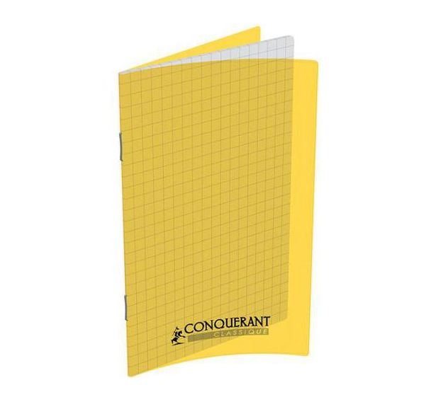 Carnet piqûre polypropylène Conquérant 96 pages quadrillage 5x5 90g format 11x17 cm couverture jaune