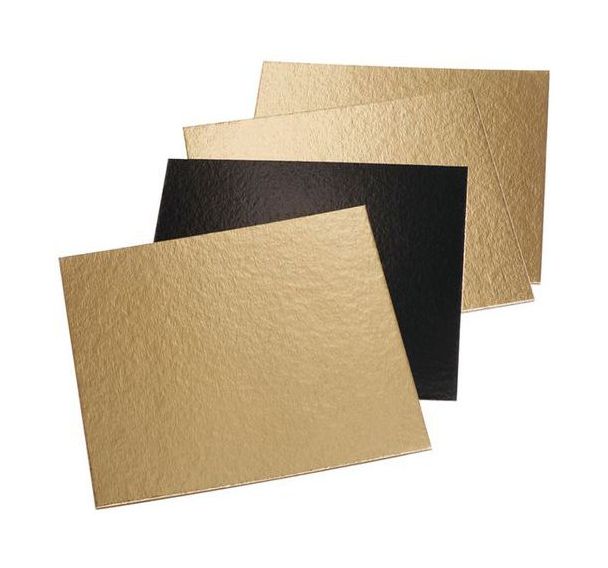 Carré à gâteau en carton réversible métallisé - Lot de 100 -Matfer Flo