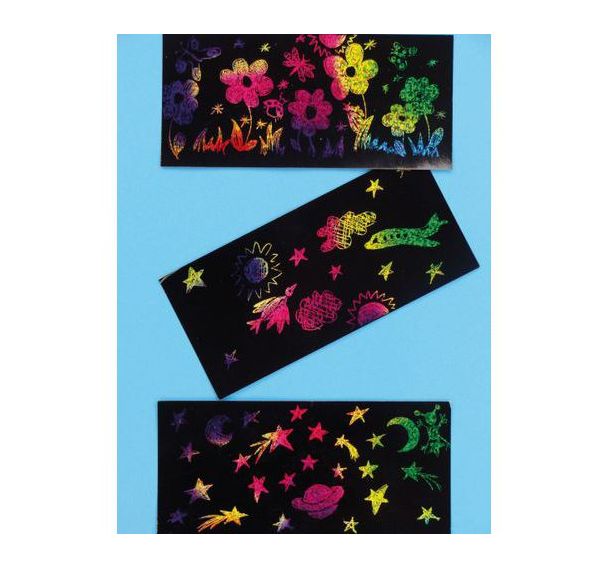 Carte à gratter noire/arc en ciel 15 x 21. holographique (Pochette de 10)