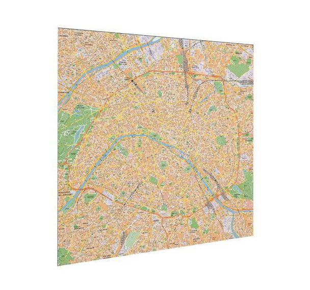 Carte administrative magnétique Paris 110 x 110 cm