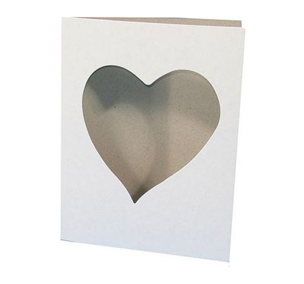 Carte cadre cœur à décorer en carton blanc 22 x 17 cm (Lot de 10)