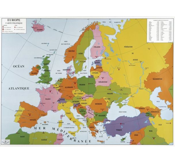 Carte de l'Europe murale double face