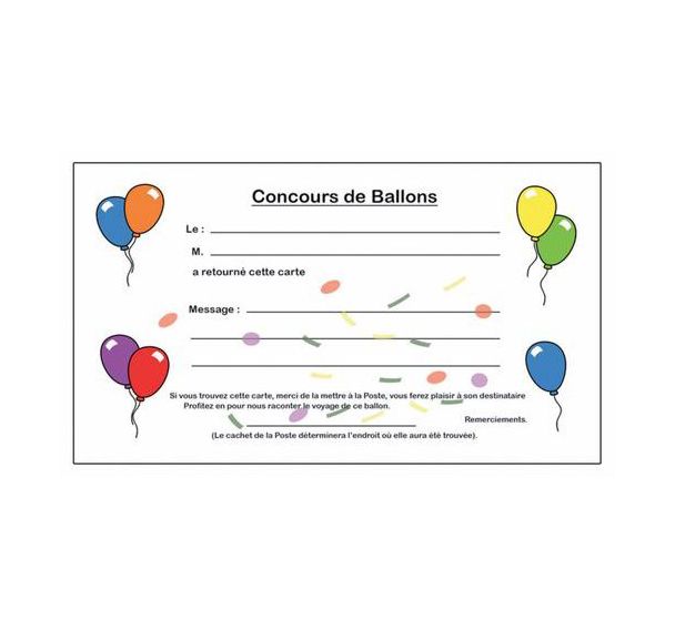 Carte de lâcher de ballons sans cavalier (Paquet de 100)