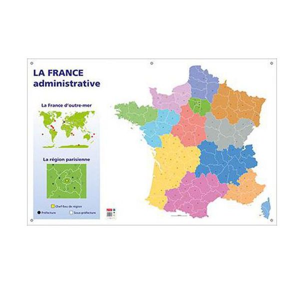 Carte murale muette France administrative