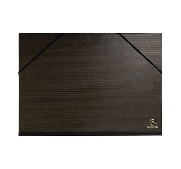 Carton à dessin kraft noir vernis avec élastiques