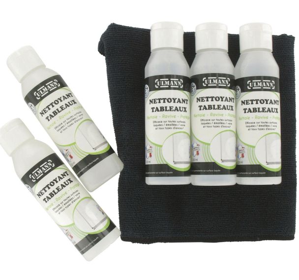 Carton de 5 flacons de nettoyage pour tableaux + 1 microfibre
