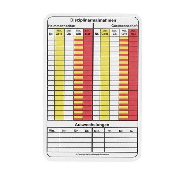 Cartons pour annotations Football - Erima