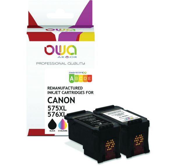 Cartouche d'encre remanufacturée - 1x noir 1x 3 couleurs