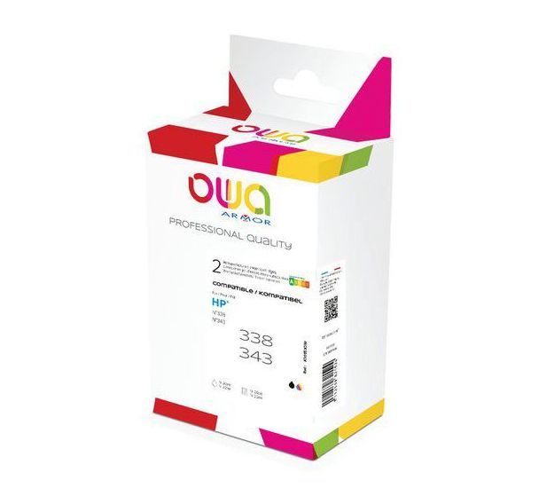 Cartouche d'encre remanufacturée HP 338/343 Noir, 3 couleurs