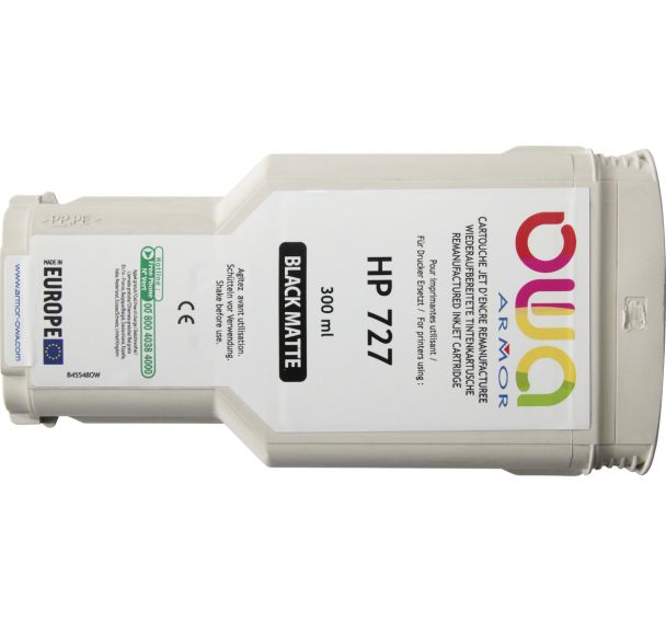 Cartouche d'encre traceur remanufacturée HP 727 Noir mat