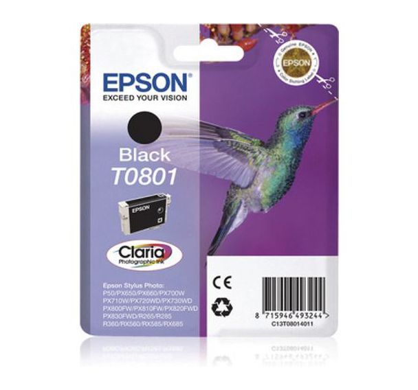 Cartouche jet d'encre T0801 ''Colibri'' Noir - Epson