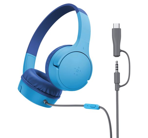 Casque filaire mini jack USB C bleu SoundForm Mini Belkin