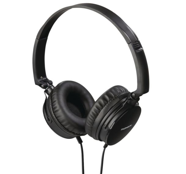 Casque pliable avec micro sur câble plat HED2207BK - Thomson