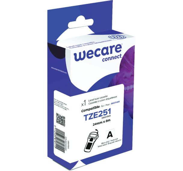 Cassette de ruban pour étiqueteuse Brother - Largeur 24 mm - Wecare