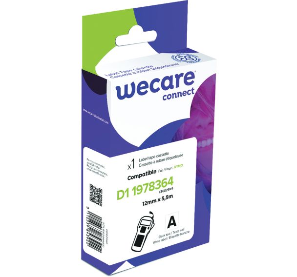 Cassette de ruban pour étiqueteuse Dymo D1 - Largeur 12 mm - Wecare