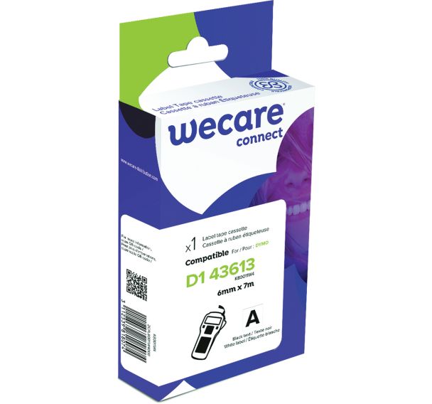 Cassette de ruban pour étiqueteuse Dymo D1 - Largeur 6 mm - Wecare