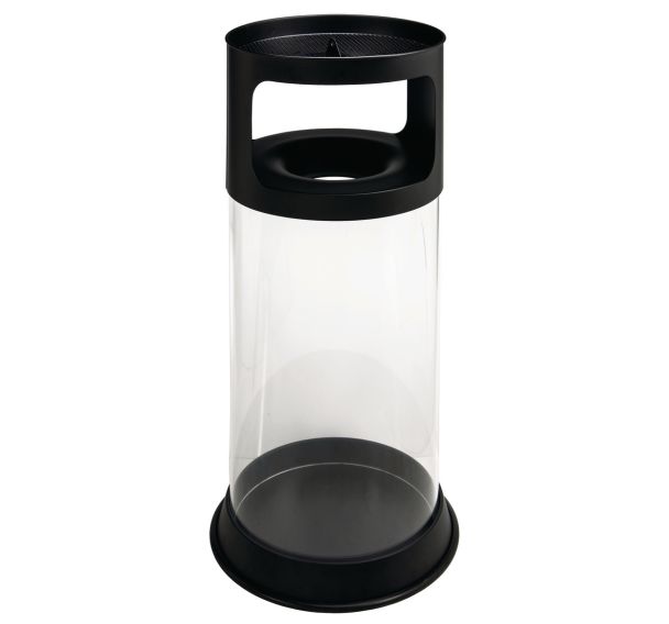 Cendrier corbeille antifeu avec cendrier transparent 80L
