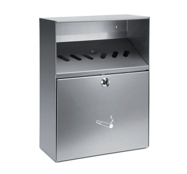 Cendrier mural avec auvent - Acier Inox