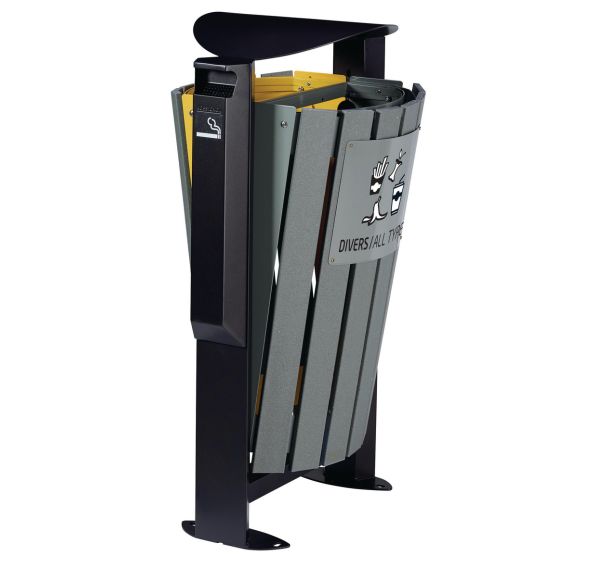 Cendrier/poub 3l/2x60l Arkea etik déchets/plastique metal - gris/jaune