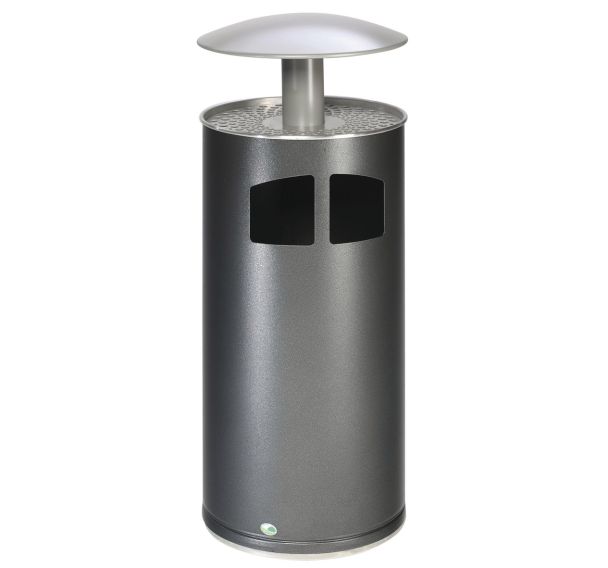 Cendrier poubelle 75 L avec toit argent - H111 cm - argent antique