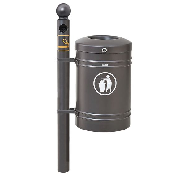 Cendrier/poubelle Guyenne 40 L poteau pommeau Boule - seau - Procity