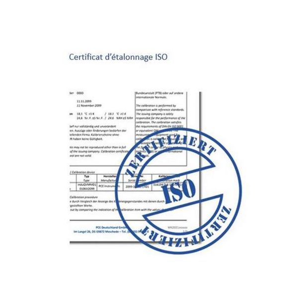 Certificat d'étalonnage ISO