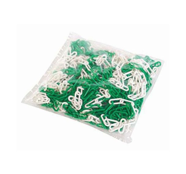 Chaîne plastique en sac - Vert/blanc - 25 m - ø 8mm