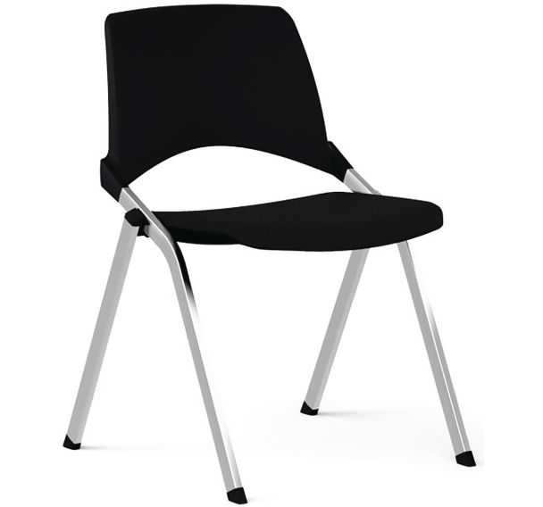 Chaise 4 pieds fixes avec assise tapissée noire