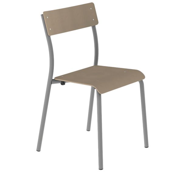 Chaise André 4 pieds T6 assise et dossier hêtre piètement métal Mobidecor