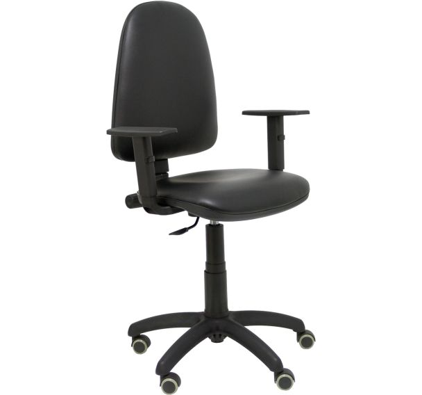 Chaise Ayna similicuir - Roue parquet - noir