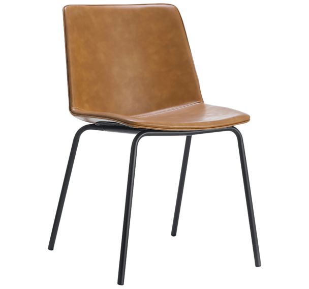 Chaise Baxter structure métal noir - ass/dossier tissu PVC - camel