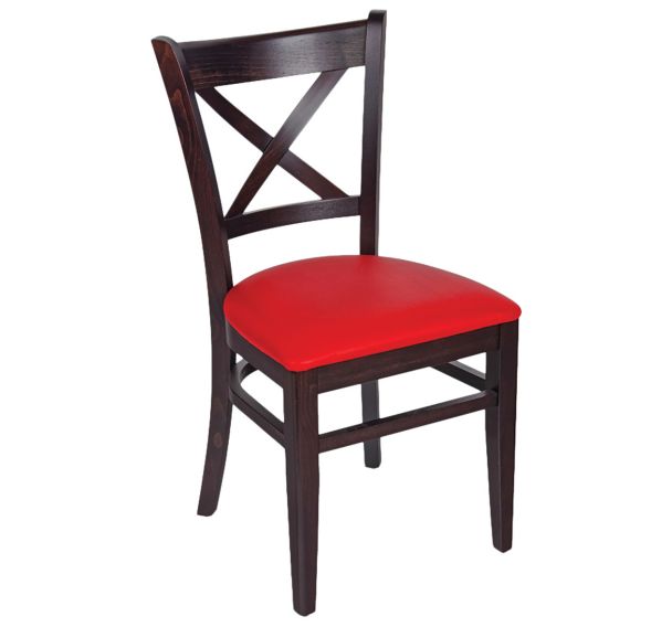 Chaise Dona structure hêtre massif assise tissu PVC dossier bois Stamp