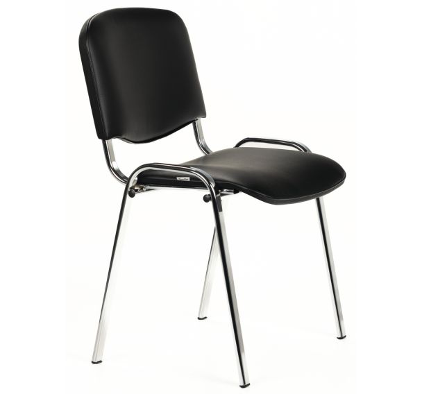 Chaise Fancy 4 pieds acier chromé ass/dos vinyle Noir
