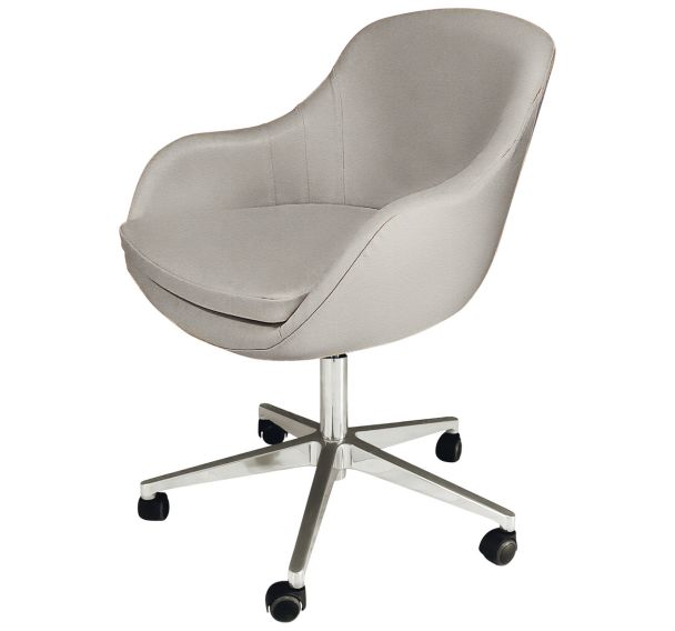 Chaise Faso pied chromé à roulettes tissu polyester Trévira CS non feu