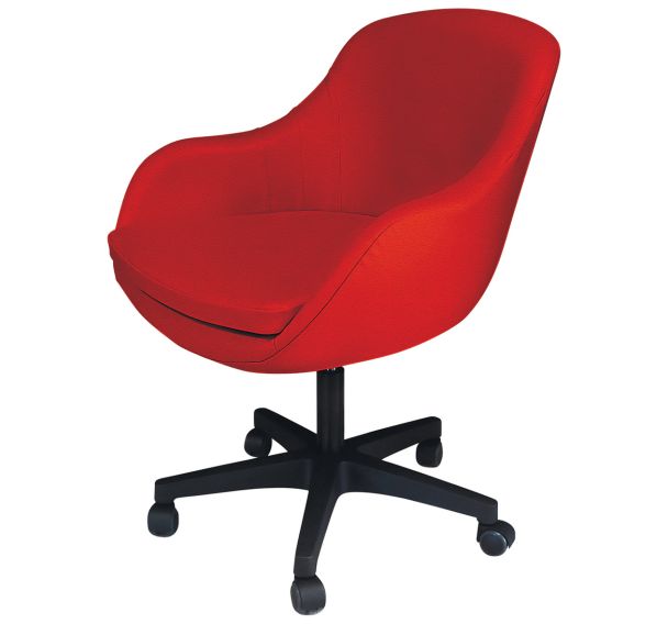 Chaise Faso pied noir à roulettes tissu polyester Trévira CS non feu