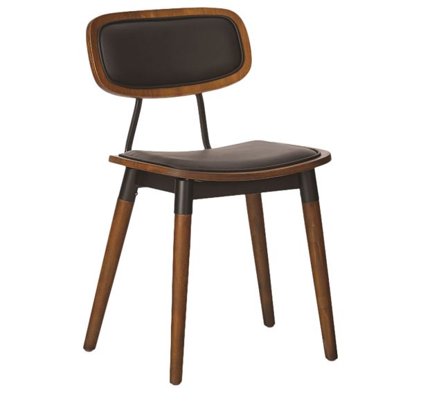 Chaise Felix structure métal hêtre massif - ass/doss tissu PVC noir