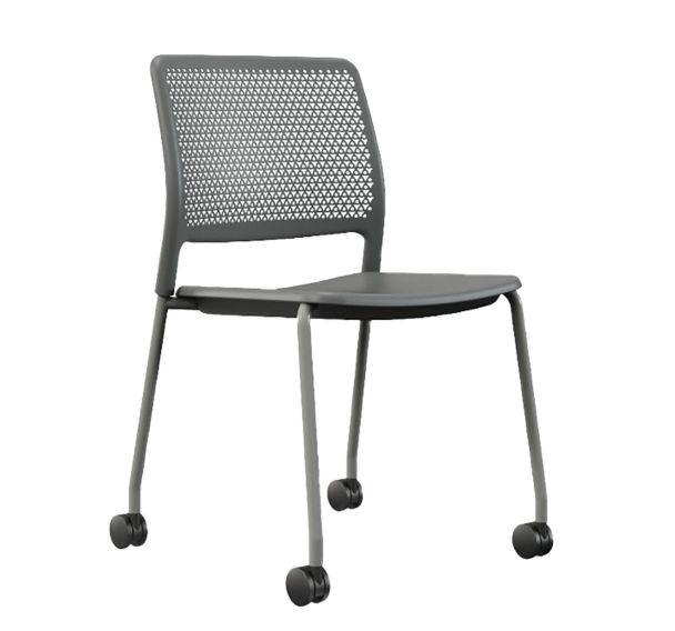 Chaise Grafton 4 pieds à roulettes , roulettes rigides