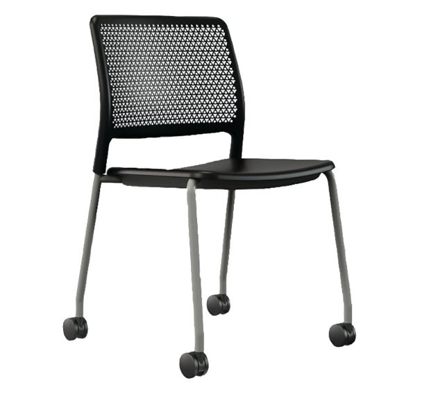 Chaise Grafton 4 pieds à roulettes, roulettes souples