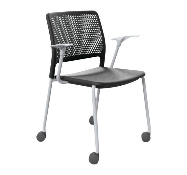 Chaise Grafton 4 pieds sur roulettes avec accoudoirs roulettes souples