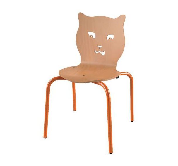 Chaise Iris 4 pieds T4 coque Chat bois naturel - papaye 2011