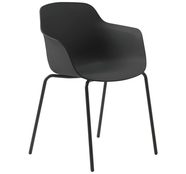 Chaise Laurie coque polypropylène pied métal Sokoa